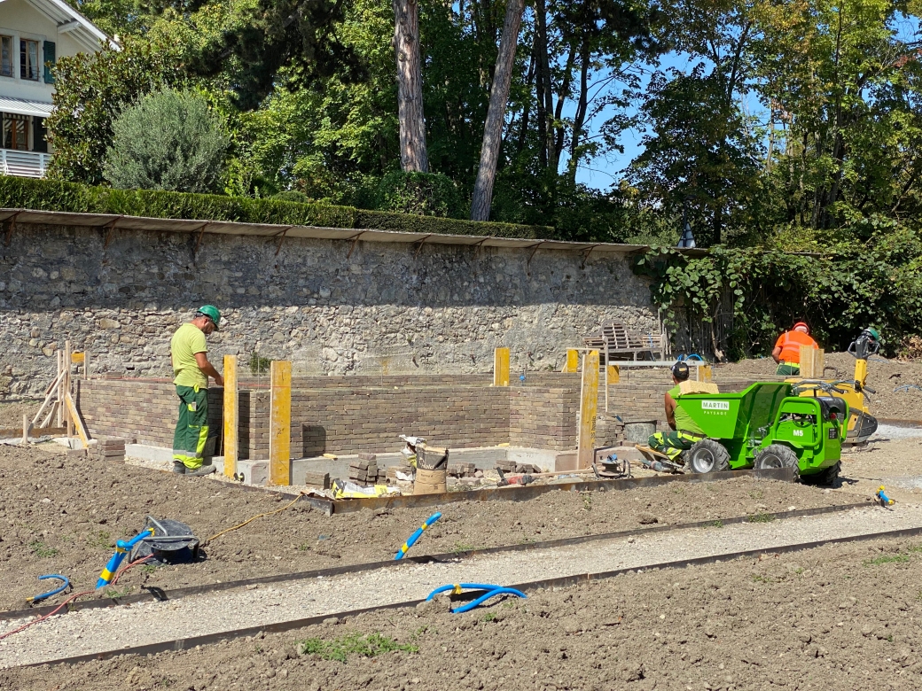 Réalisation de murets en briques clinker
